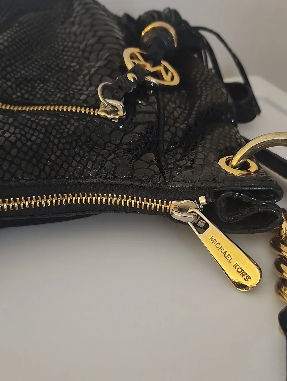 Michael Kors Snake Embossed Convertible Bag w/Free MK Wallet